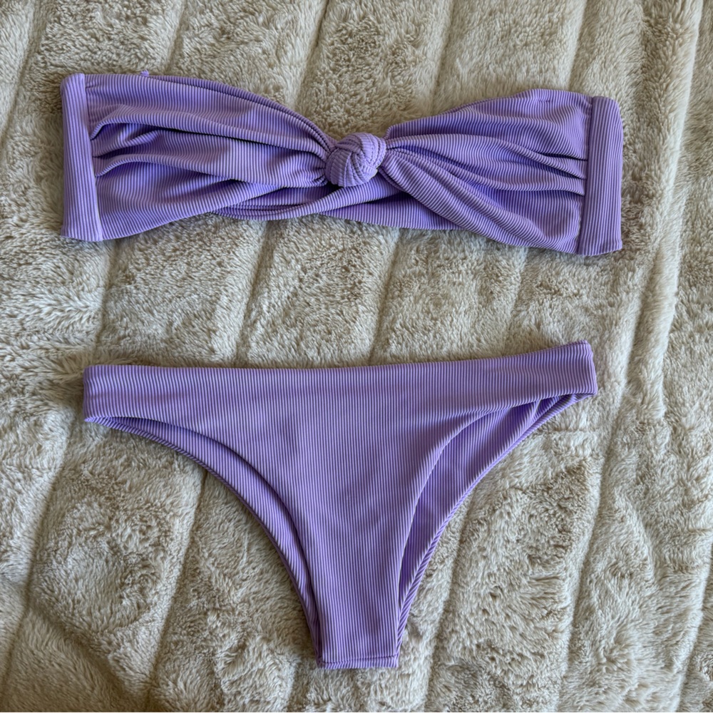 Skatie Swim Set in Lavender Ribbed